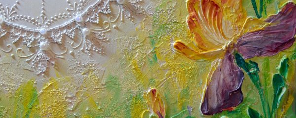 Объемные цветы текстурной пастой