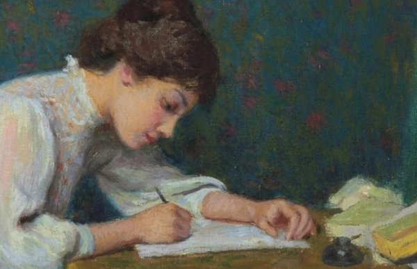 Девушка пишет живопись