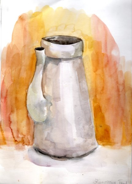 Белый предмет акварелью