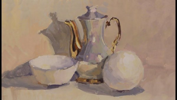 Белый натюрморт живопись гуашью