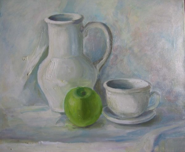 Белый предмет акварелью