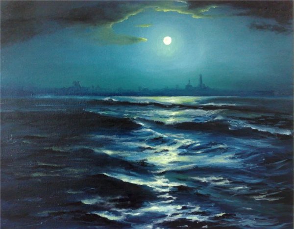 Ночное море живопись