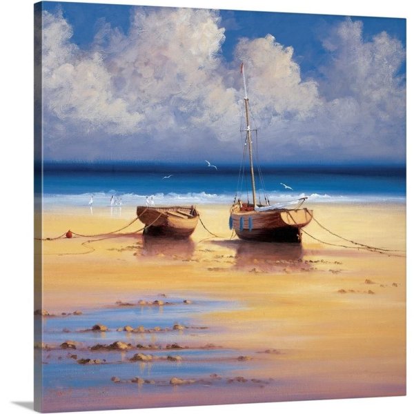 Картина лодки на песке