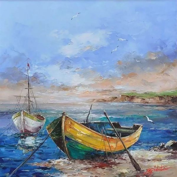 Художник Сорин море лодки