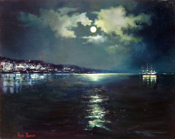 Ночное море маслом