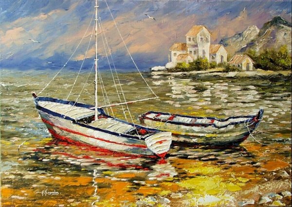 Художник Александр Дмитриевич Ходюков корабль в море