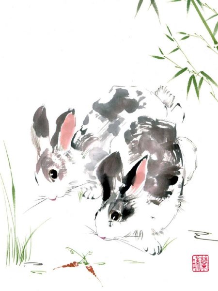 Кролики, зайцы в китайской живописи