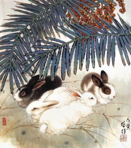 Кролик китайская живопись