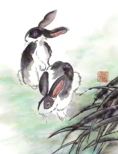 Кролик китайская живопись