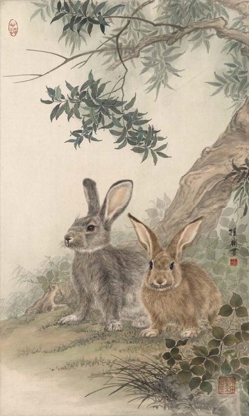Заяц китайская живопись