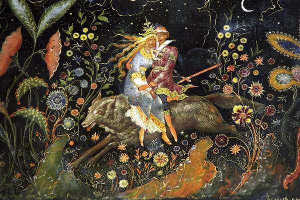 Палех Иван Царевич и серый волк