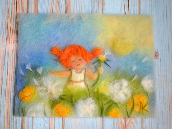 Картина из шерсти детская