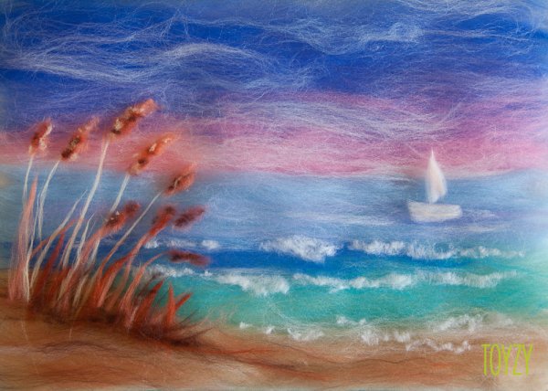 Морской пейзаж из шерсти