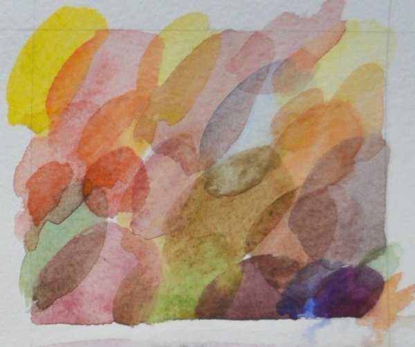 Вливание цвета в цвет акварель