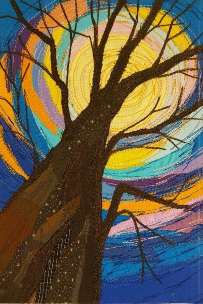 Текстильная картина коллаж цветы