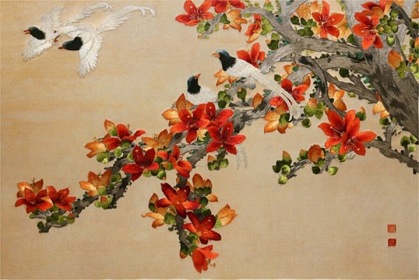 Китайская вышивка по шелку