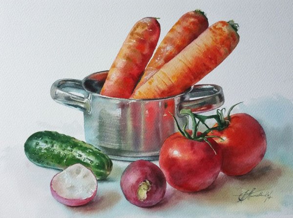 Овощи акварелью