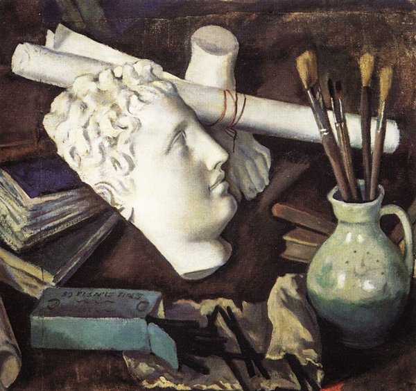 Серебрякова Зинаида Евгеньевна. Натюрморт атрибуты искусства