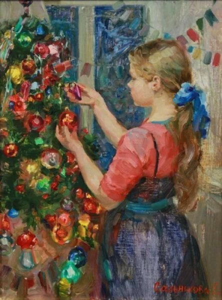 Наряжаем ёлку живопись