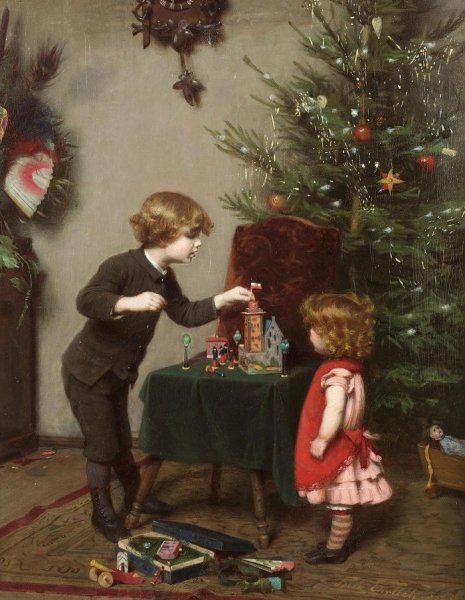 Девочка наряжает елку