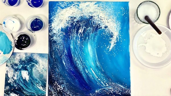 Полевые цветы из пасты текстурной на холсте