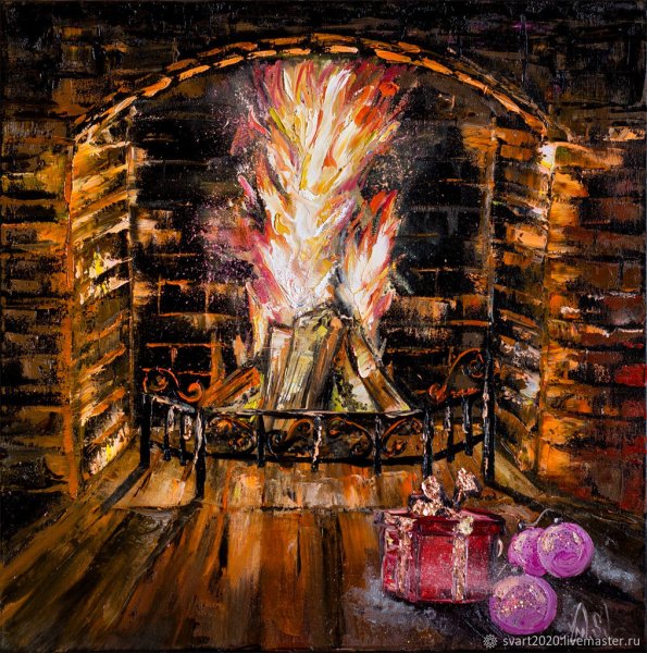 Камин картина маслом