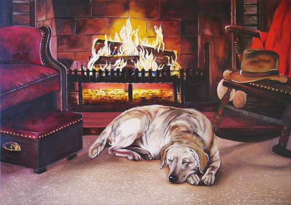 Камин в живописи