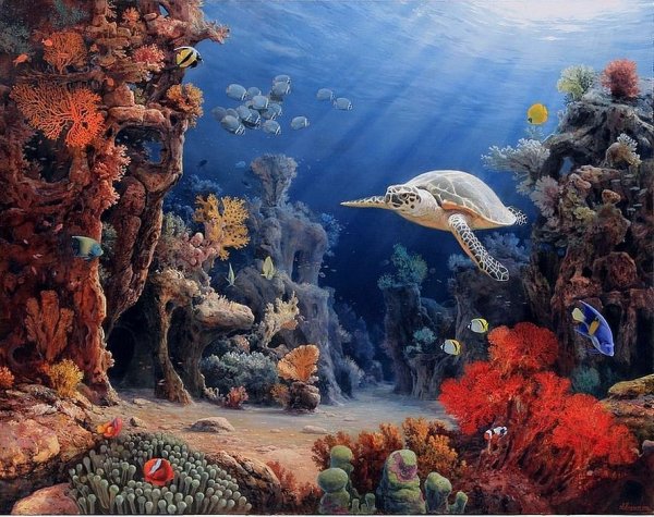 Подводный мир картины маслом