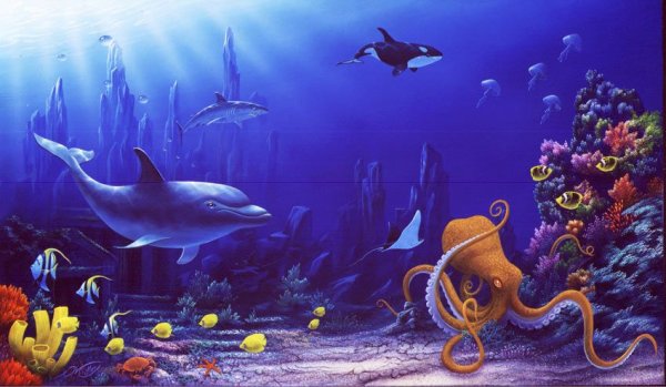 Подводный мир живопись маслом