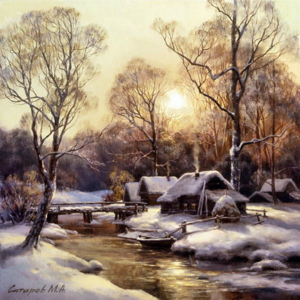 Художник Сатаров Михаил в зимнем лесу