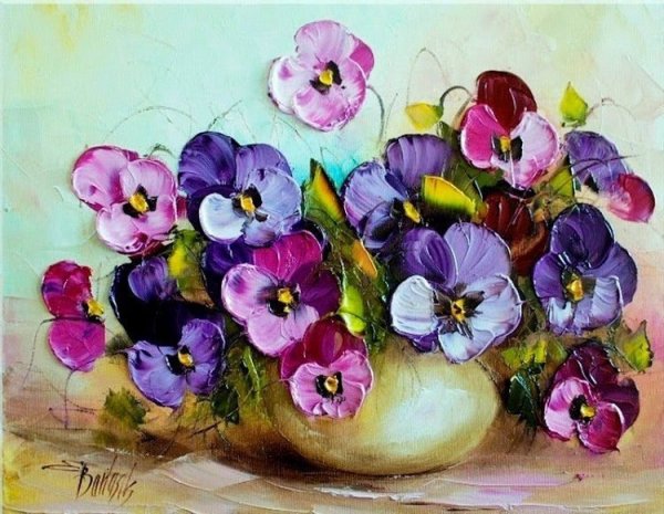 Ева Бартосик цветы мастихином