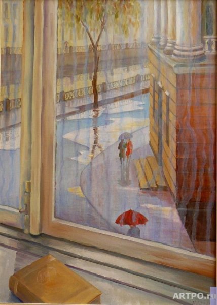Окно дождь живопись