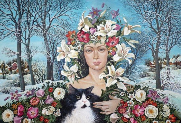 Модерн в росписи ткани