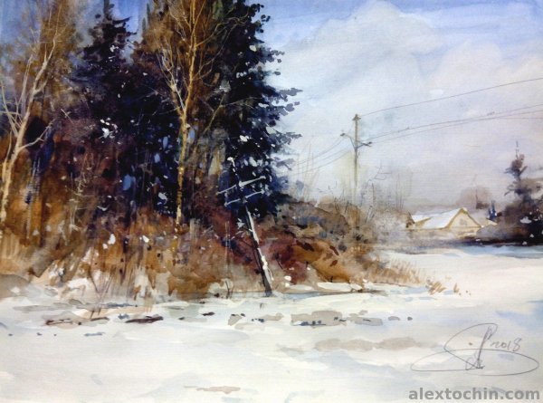 Этюд пейзаж зимний Репина