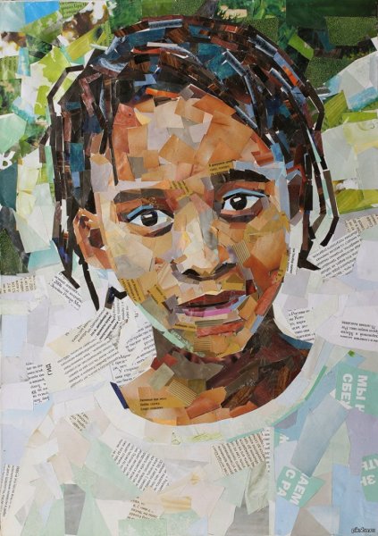 Пионы Коллажная живопись