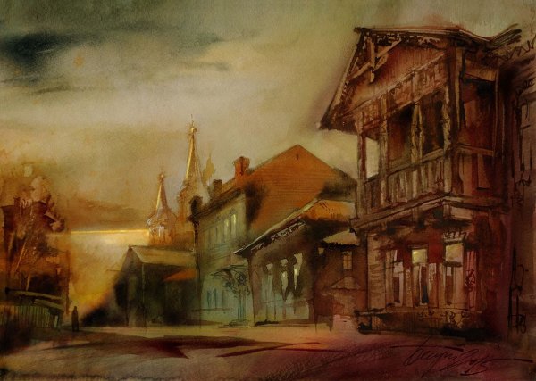 Городской пейзаж Аля Прима