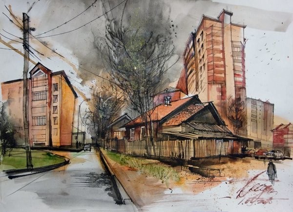 Иркутские зарисовки - художник Олег Беседин