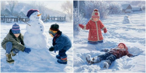 Зима и дети - удивительные картины Роберта Дункана