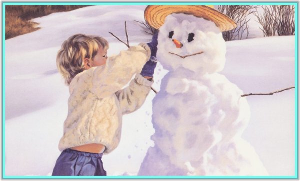 Дети лепят снежную бабу