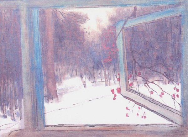 Снег за окном живопись