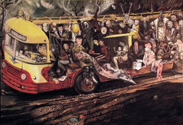 Автобус на картинах художников