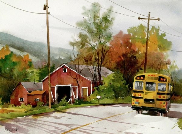 Автобус на картинах художников