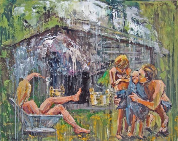 Александр Герасимов деревенская баня 1949