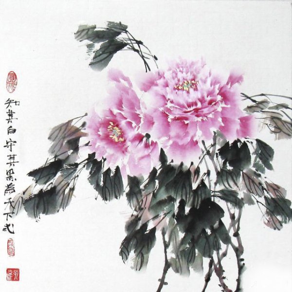 Традиционная китайская живопись гохуа пион