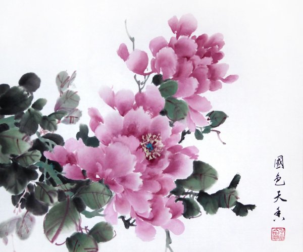 Пион красный гохуа