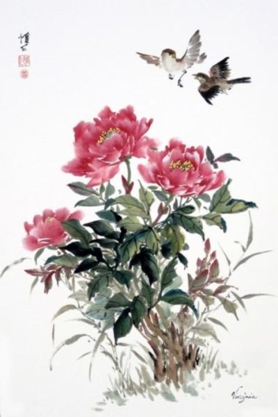 Древовидный пион китайская живопись