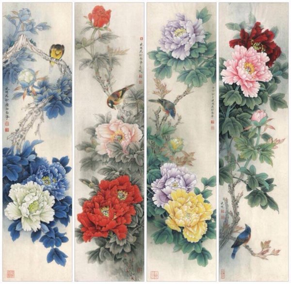Традиционная китайская живопись гохуа пион