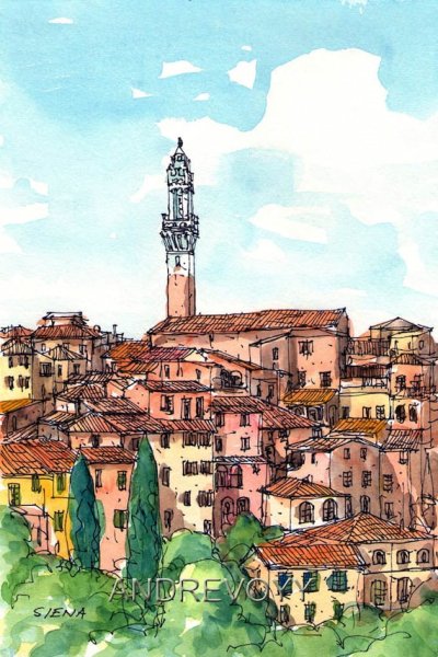 Италия рисунок акварель