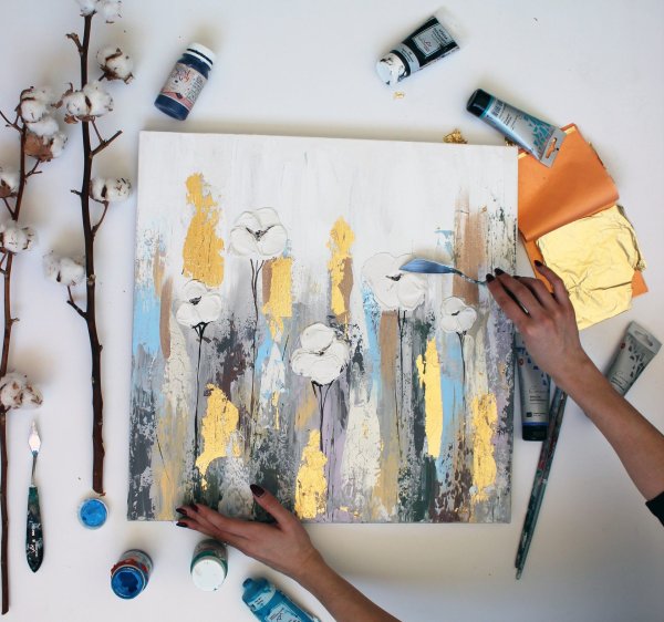 Абстракция золотой лес поталь