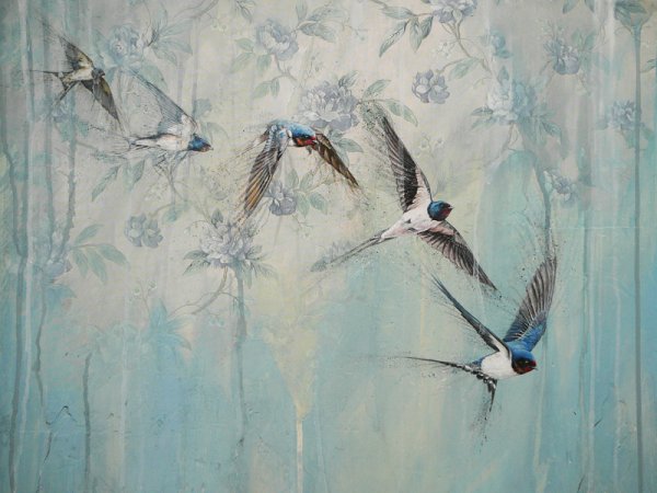 Пейзаж с ласточками